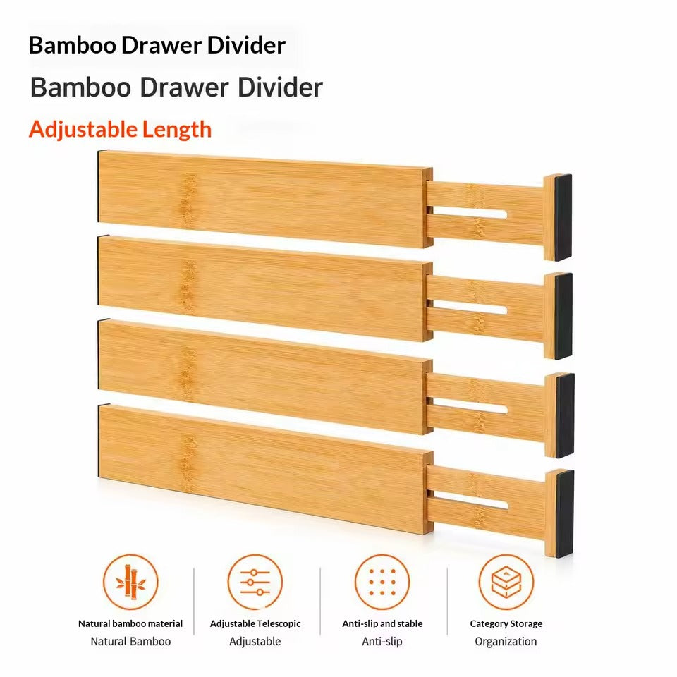 Låddelare i bambu 4-pack
